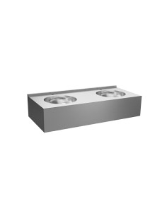 Lave-mains collectif en ACIER INOXYDABLE, 2 vasque s intégrées