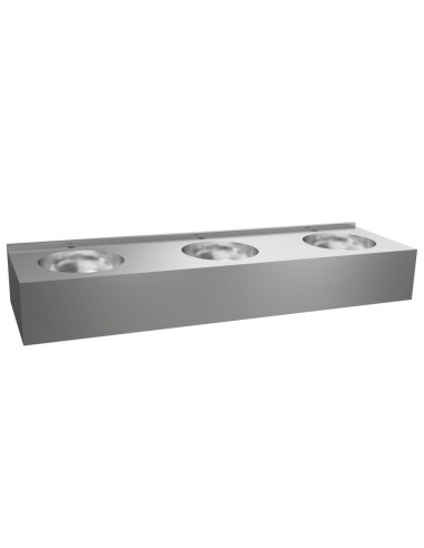 Lave-mains collectif en ACIER INOXYDABLE, 3 vasque s intégrées