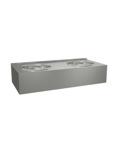 Lave-mains collectif en ACIER INOXYDABLE, 2 vasque s superposées