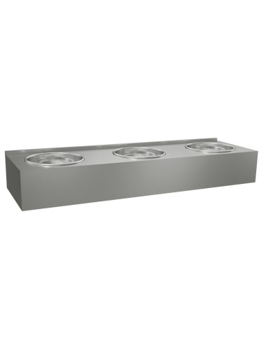 Lave-mains collectif en ACIER INOXYDABLE, 3 vasque s superposées