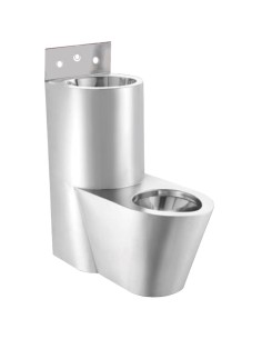 Combiné lave-mains et toilettes anti-vandalisme en  ACIER INOXYDABLE position centre