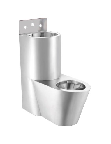 Combiné lave-mains et toilettes anti-vandalisme en  ACIER INOXYDABLE position centre