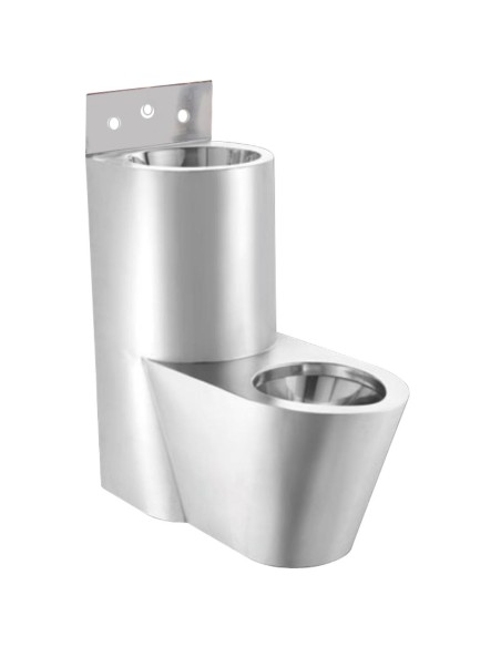 Combiné lave-mains et toilettes anti-vandalisme en  ACIER INOXYDABLE position centre