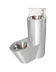 Combiné lave-mains et toilettes anti-vandalisme en  ACIER INOXYDABLE position gauche