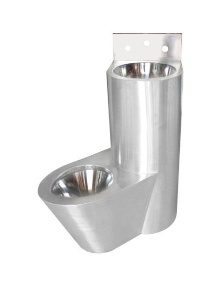 Combiné lave-mains et toilettes anti-vandalisme en  ACIER INOXYDABLE position gauche