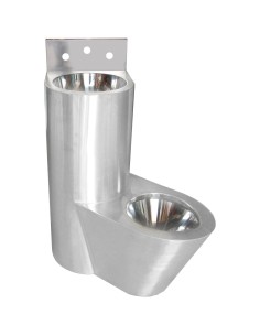 Combiné lave-mains et toilettes anti-vandalisme en  ACIER INOXYDABLE position droite