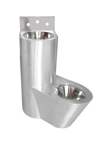 Combiné lave-mains et toilettes anti-vandalisme en  ACIER INOXYDABLE position droite