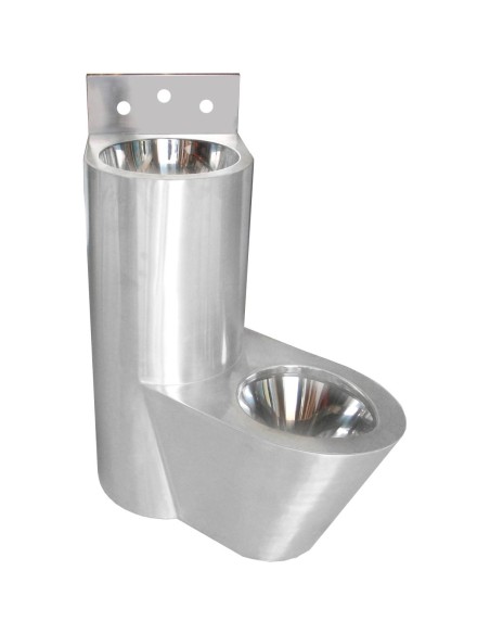 Combiné lave-mains et toilettes anti-vandalisme en  ACIER INOXYDABLE position droite