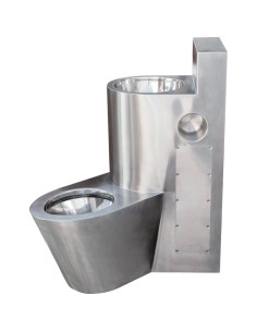 Combiné lave-mains et toilettes anti-vandalisme en  ACIER INOXYDABLE position droite
