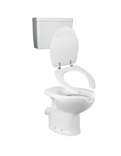 Kit toilettes (WC) ergonomiques évacuation au mur,  réservoir chasse d'eau et abattant