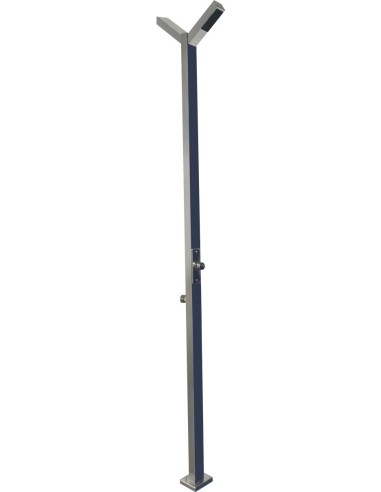 Colonne de douche en acier inoxydable avec deux pommes de douche et deux boutons-poussoirs temporisés