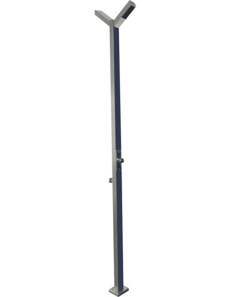 Colonne de douche en acier inoxydable avec deux pommes de douche et deux boutons-poussoirs temporisés