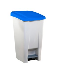 Poubelle plastique à pédale polyéthylène 60 l avec couvercle bleu