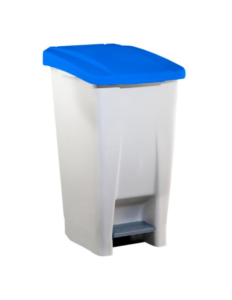 Poubelle plastique à pédale polyéthylène 60 l avec couvercle bleu
