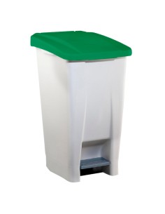 Poubelle plastique à pédale polyéthylène 60 l avec couvercle vert
