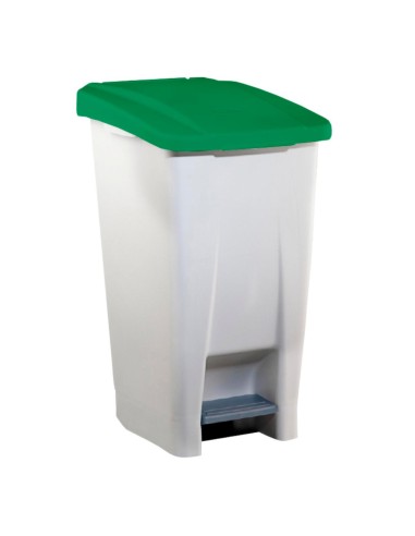 Poubelle plastique à pédale polyéthylène 60 l avec couvercle vert