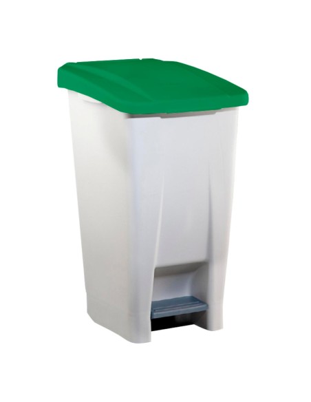 Poubelle plastique à pédale polyéthylène 60 l avec couvercle vert
