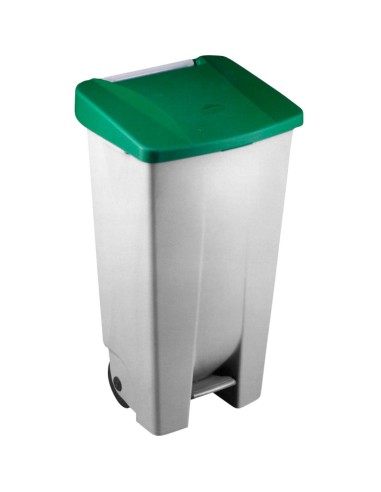 Conteneur à pédale, poignée et roues polyéthylène 120 l avec couvercle vert