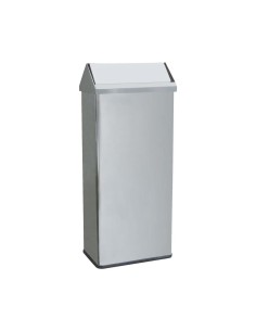 Poubelle en acier inoxydable rectangulaire avec co uvercle basculant 40 l Brillant