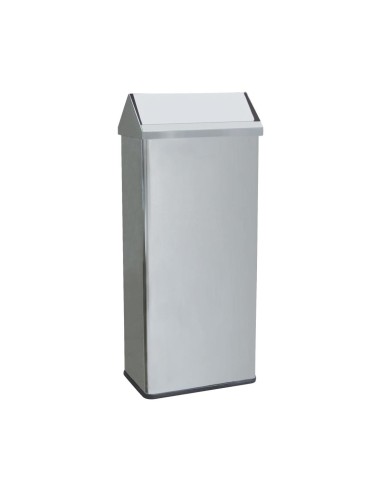 Poubelle en acier inoxydable rectangulaire avec co uvercle basculant 40 l Brillant