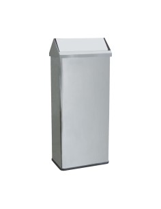 Poubelle en acier inoxydable rectangulaire sans co uvercle 65 l Brillant