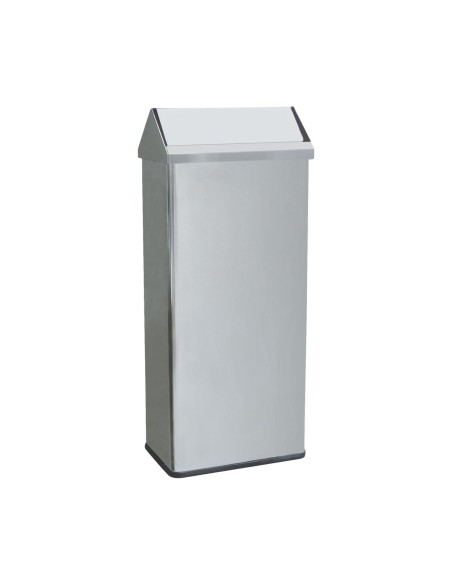 Poubelle en acier inoxydable rectangulaire sans co uvercle 65 l Brillant
