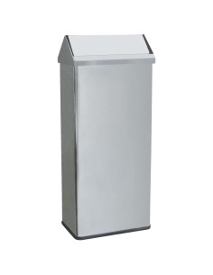 Poubelle en acier inoxydable rectangulaire avec co uvercle basculant 80 l Brillant