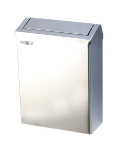 Poubelle murale en ACIER INOXYDABLE  AISI 304 bril lant, avec couvercle 23 l
