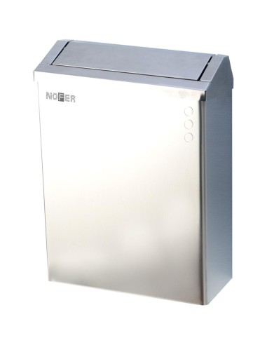 Poubelle murale en ACIER INOXYDABLE  AISI 304 bril lant, avec couvercle 23 l