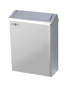 Poubelle murale en ACIER INOXYDABLE  AISI 304 sati né, avec couvercle 23 l
