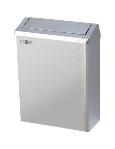 Poubelle murale en ACIER INOXYDABLE  AISI 304 sati né, avec couvercle 23 l