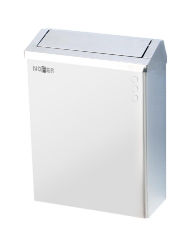 Poubelle murale en ACIER INOXYDABLE AISI 304 avec  couvercle blanc 23 l