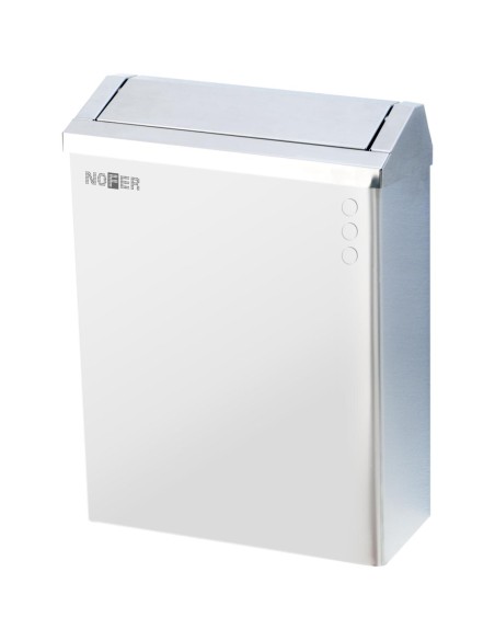 Poubelle murale en ACIER INOXYDABLE AISI 304 avec  couvercle blanc 23 l