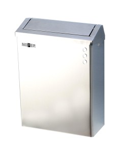 Poubelle murale  en ACIER INOXYDABLE  AISI 304 bri llant, avec couvercle et verouillage 23  l