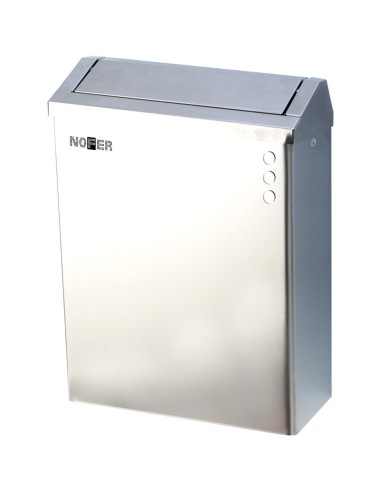 Poubelle murale  en ACIER INOXYDABLE  AISI 304 bri llant, avec couvercle et verouillage 23  l
