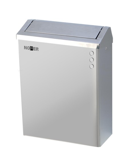 Poubelle murale en ACIER INOXYDABLE AISI 304 satin é, avec couvercle et verouillage 23 l