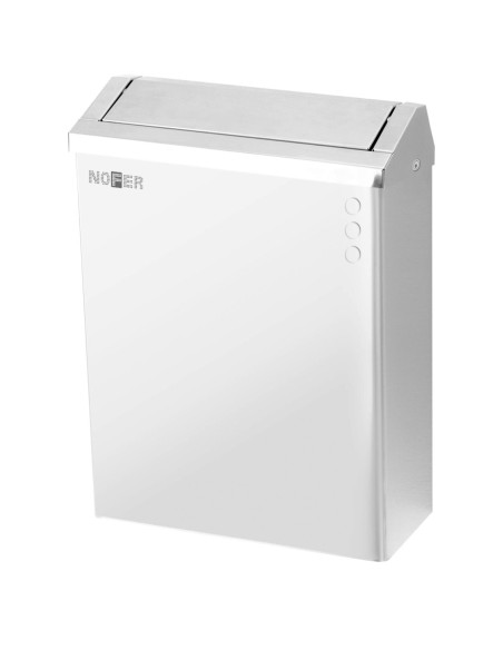 Poubelle murale en ACIER INOXYDABLE AISI 304 blanc , avec couvercle et verouillage 23 l