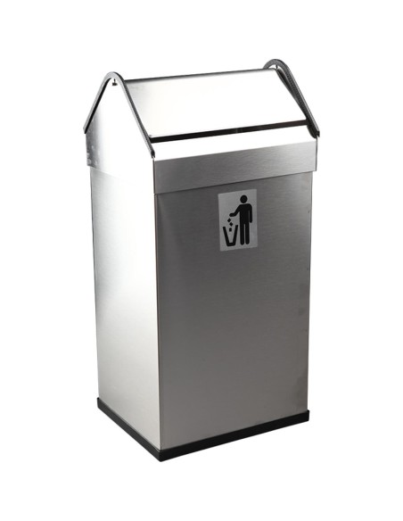 Poubelle en ACIER INOXYDABLE satiné avec couvercle  à bascule 40 l