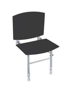 Série NYLON - Siège de douche rabattable avec doss ier et support au sol, polypropylène noi r