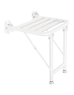 Siège de douche en ACIER INOXYDABLE blanc avec sup port au sol