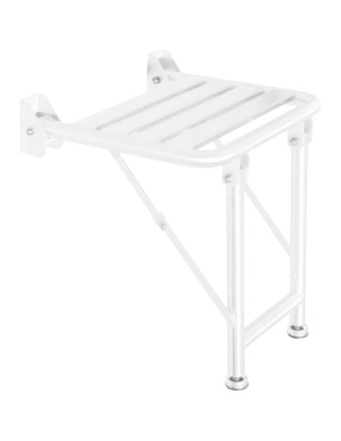 Siège de douche en ACIER INOXYDABLE blanc avec sup port au sol