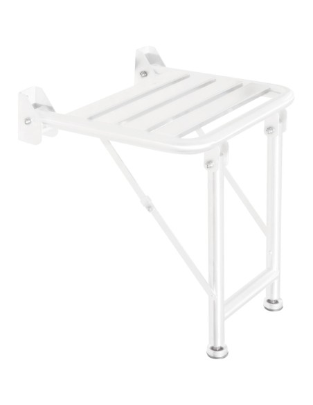 Siège de douche en ACIER INOXYDABLE blanc avec sup port au sol