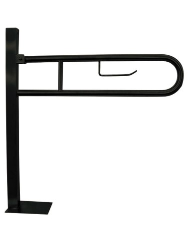 Barre rabattable en ACIER INOXYDABLE AISI 304 noir mate avec ancrage au sol