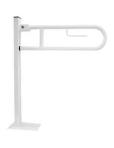 Barre de douche rabattable en ACIER INOXYDABLE AIS I 304 blanc ancrage au sol