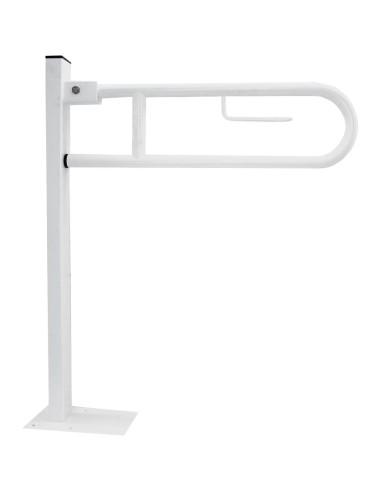Barre de douche rabattable en ACIER INOXYDABLE AIS I 304 blanc ancrage au sol