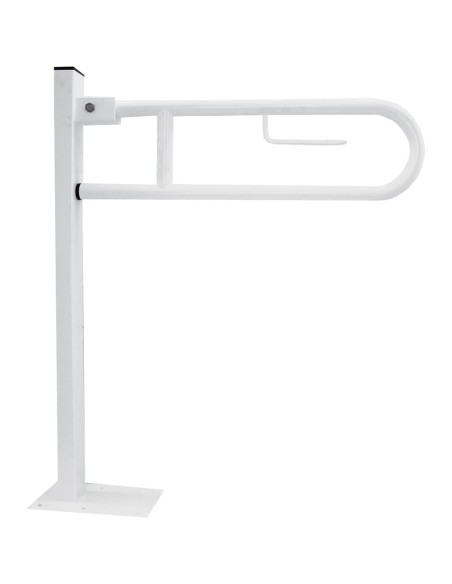 Barre de douche rabattable en ACIER INOXYDABLE AIS I 304 blanc ancrage au sol
