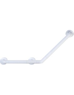 Série NYLON barre d'appui coudée adaptée aux perso nnes à mobilité réduite en aluminium rev êtu en polymère antibactérien blanc