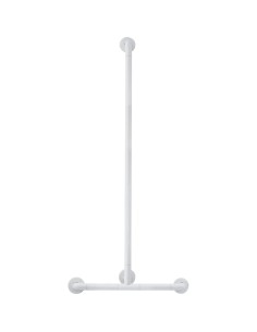 Série NYLON barre d'appui coudée adaptée aux perso nnes à mobilité réduite en aluminium rev êtu en polymère antibactérien blanc