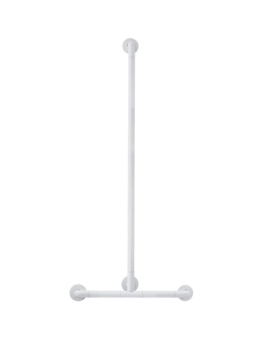 Série NYLON barre d'appui coudée adaptée aux perso nnes à mobilité réduite en aluminium rev êtu en polymère antibactérien blanc