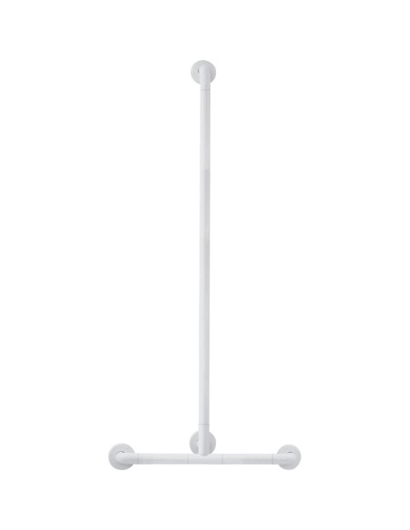 Série NYLON barre d'appui coudée adaptée aux perso nnes à mobilité réduite en aluminium rev êtu en polymère antibactérien blanc